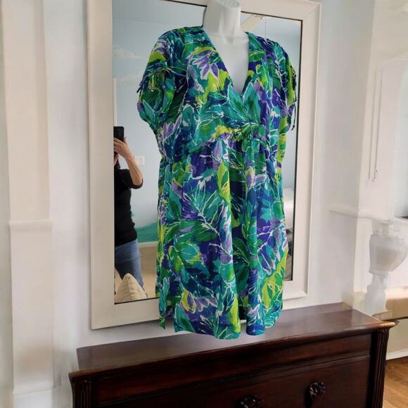 Ralph Lauren Beach Cover up Dress tropical print farrah XL Halftan - Picture 10 of 11